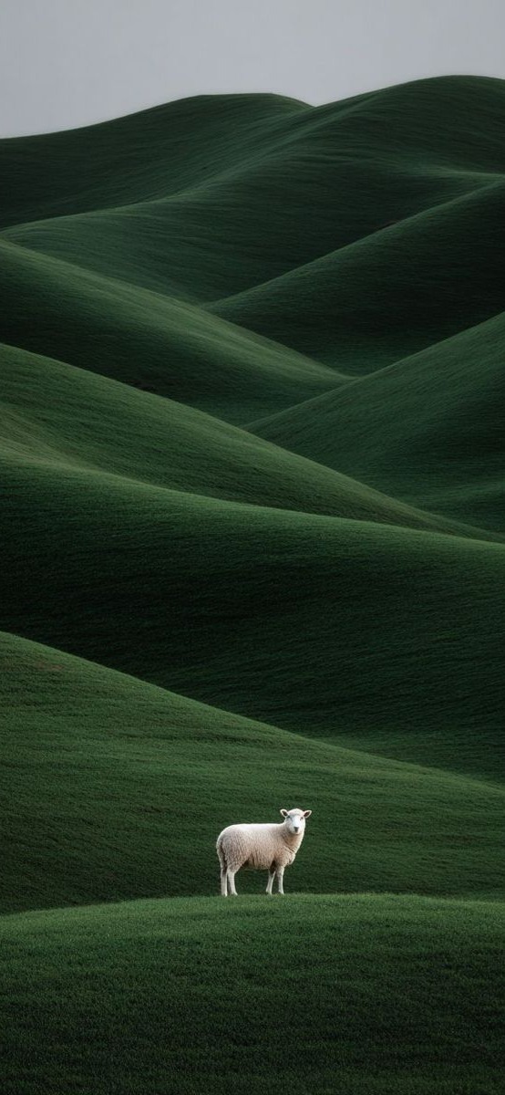 Fond collines vertes et mouton de l'app Diding